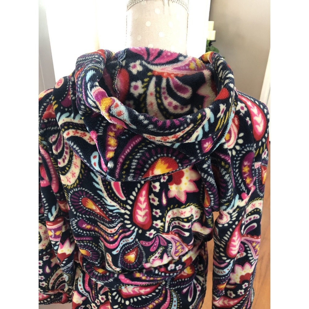 Painted Paisley Hooded Robe - Black/Multi - Picture 5 of 8